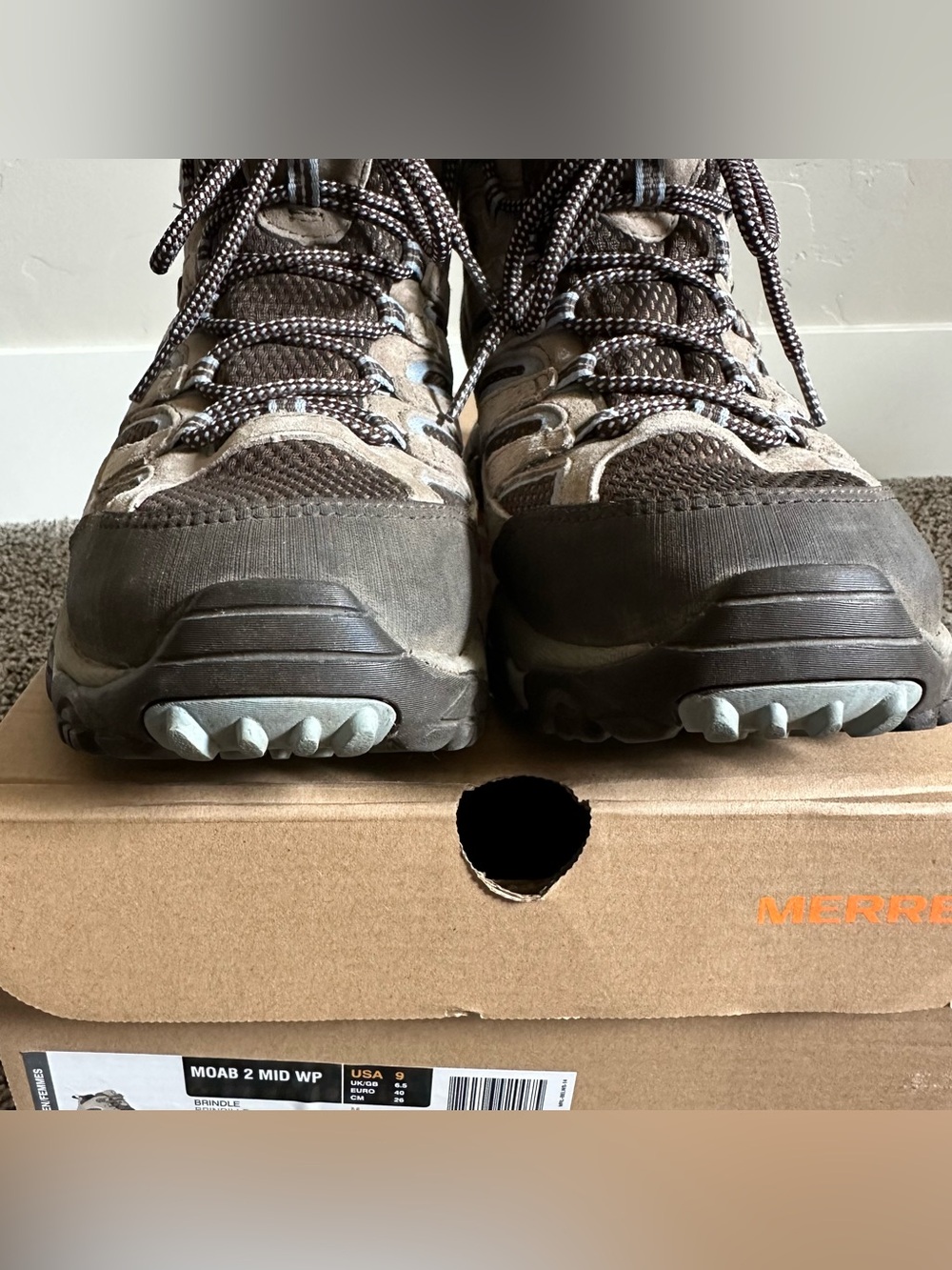 Women's BRINDLE Merrell Moab 2 Mid Waterproof Hiking Shoes Size 9 - Picture 12 of 15